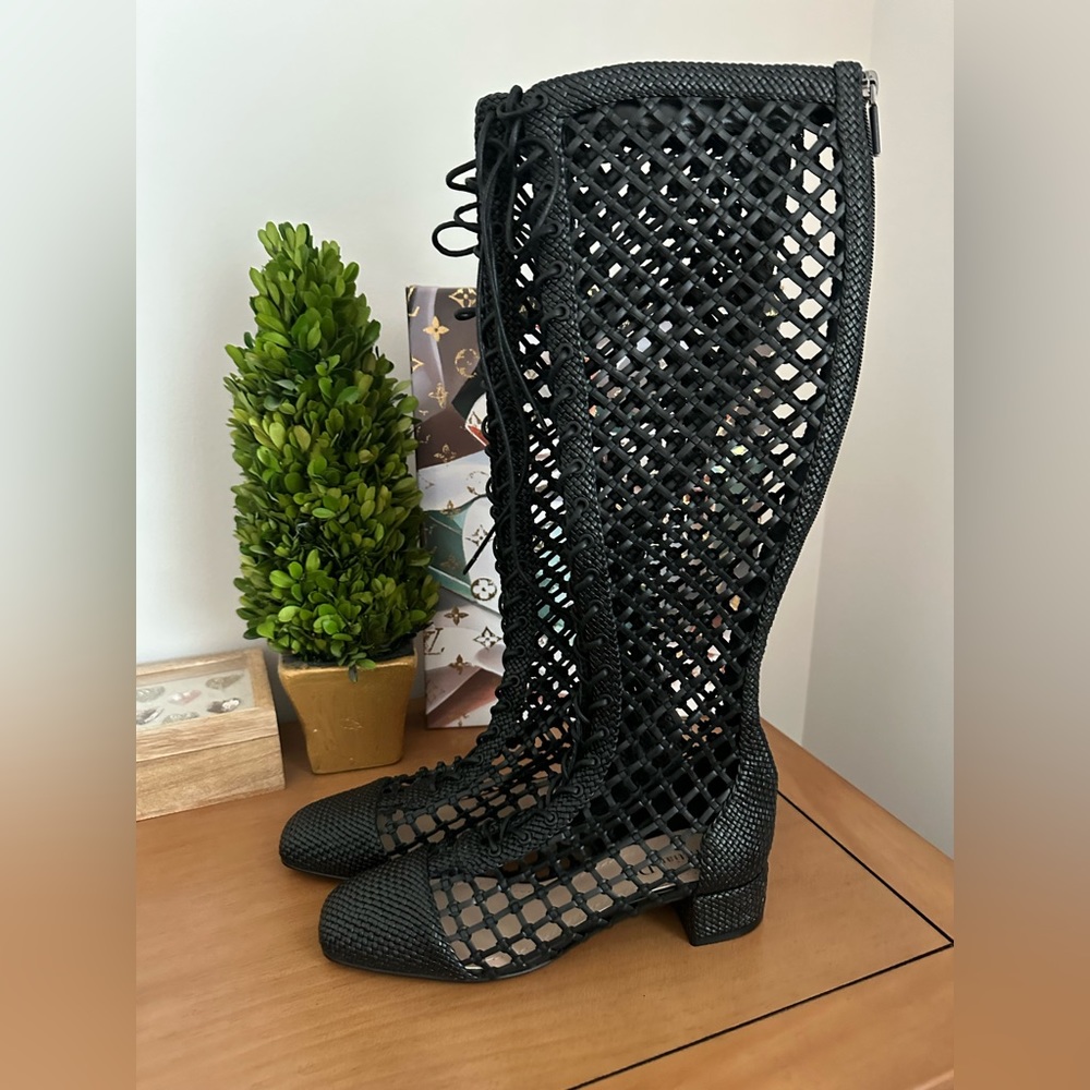 Dior Naughtily Fishnet Lace Up Boot